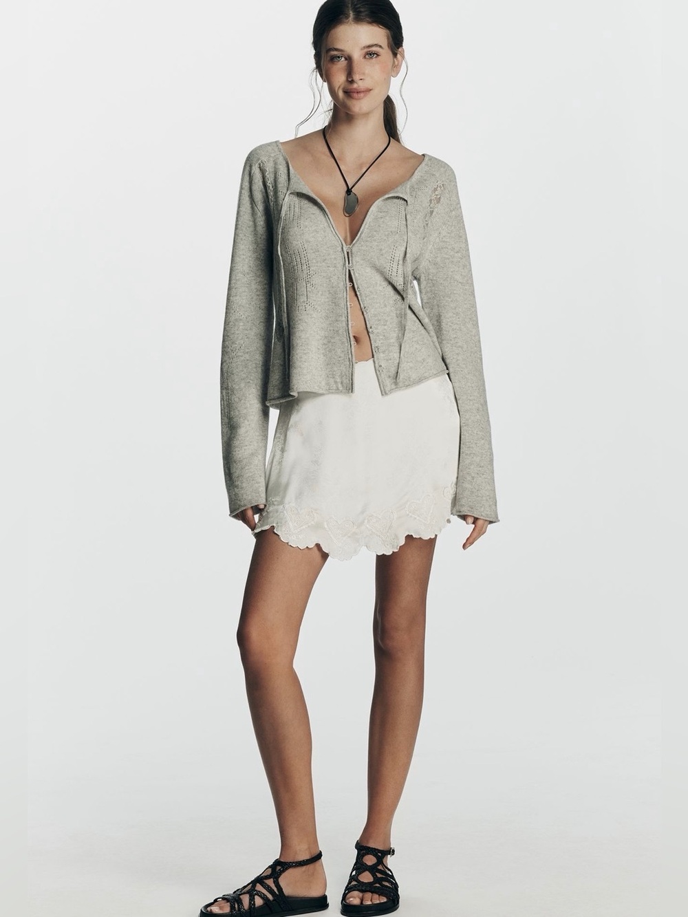 NWOT size Medium Anthropologie Wool Cashmere Tie Neck sweater cardigan